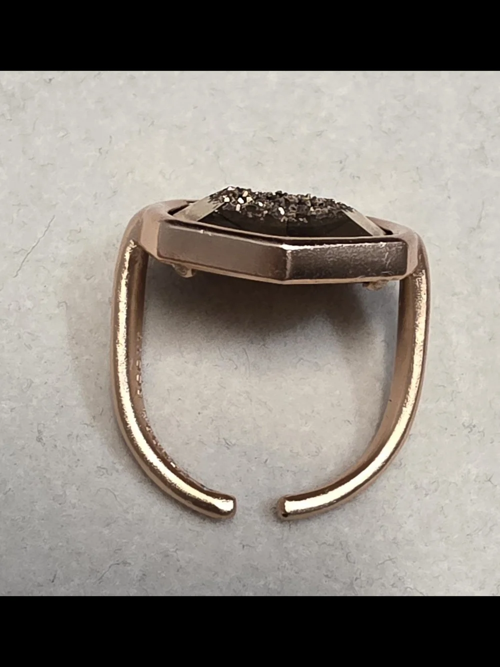 Kendra Scott Davis Hexagonal Rose Gold Druzy Statement Ring - OS M/L